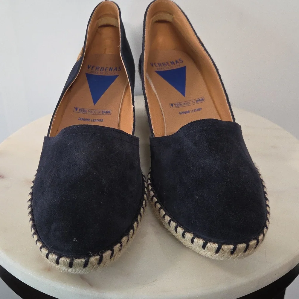 Verbenas Navy Suede Espadrille Wedge Shoes  Size 41 - Picture 2 of 5